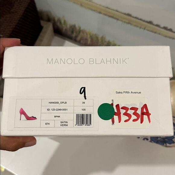 Manolo Blahnik Hangisi 105 Size 39 BPNK Satin Pumps - Picture 5 of 12